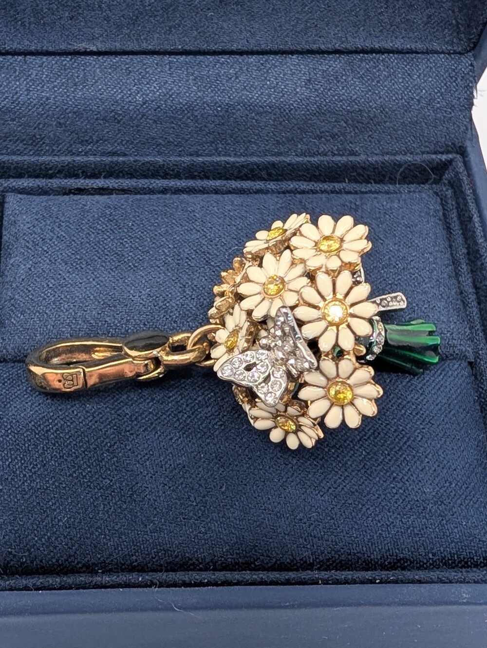 Juicy Couture Daisy Bouquet Charm with White Enamel and Green Accent